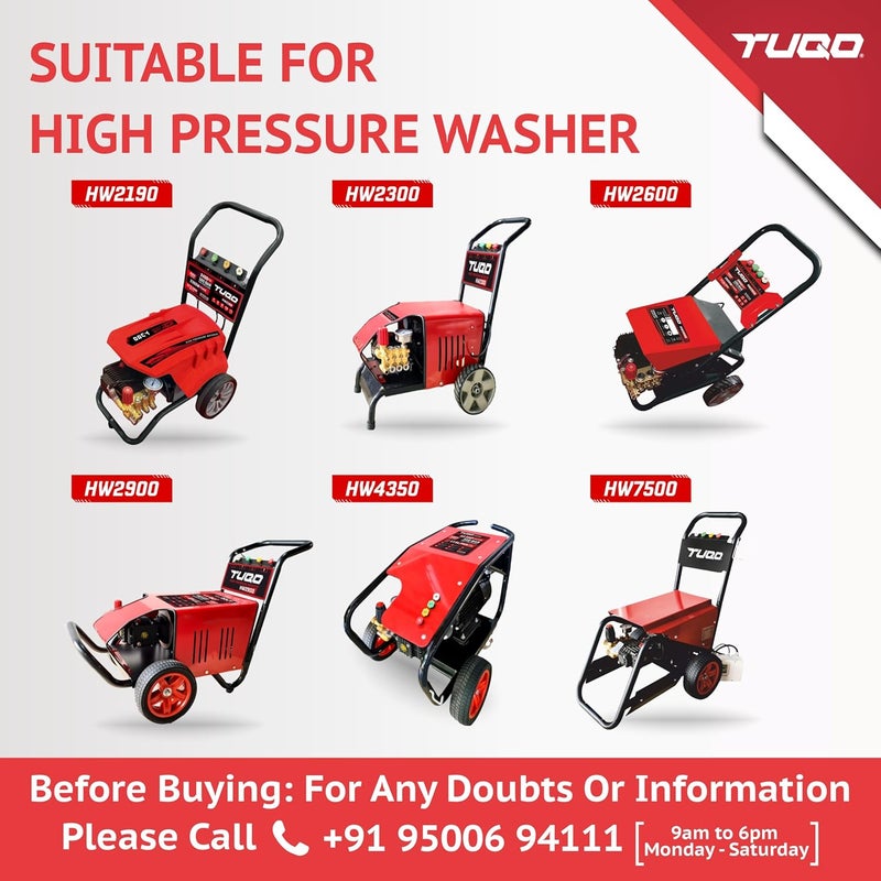 TUQO High Pressure Washer Short Gun - 3/8" Male Plug and 1/4” Quick Connector Coupler - Power Washer Gun Compatible with Foam Cannon | 5000 PSI | With 4Pcs Nozzle Set | HG256 - Image 3