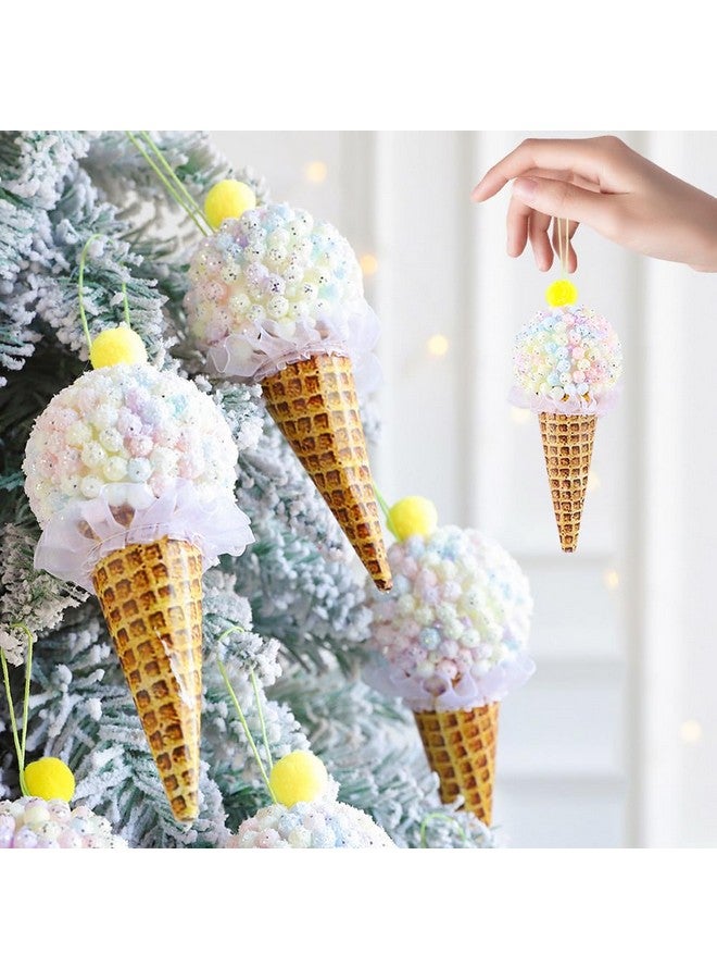 GIHOO Christmas Tree Ice Cream Hanging Ornaments Set 6pcs Pastel Macaron Sweet Ice Cream Foam Hanging Christmas Tree Ornament for Ice Cream Indoor Christmas Holiday Party Home Decor - Image 1