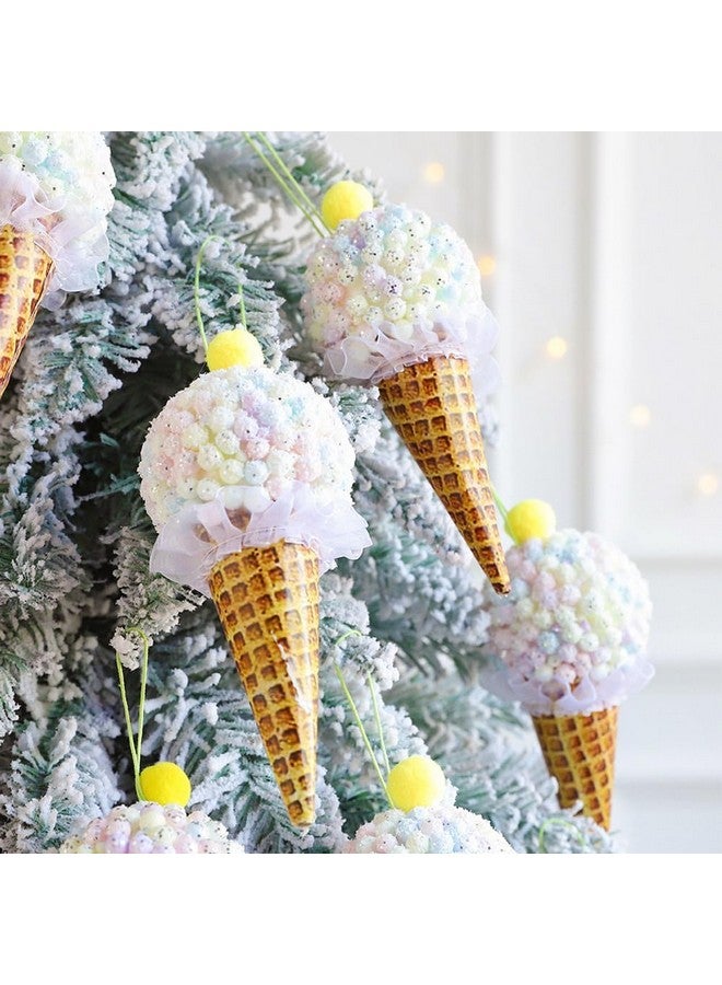 GIHOO Christmas Tree Ice Cream Hanging Ornaments Set 6pcs Pastel Macaron Sweet Ice Cream Foam Hanging Christmas Tree Ornament for Ice Cream Indoor Christmas Holiday Party Home Decor - Image 4