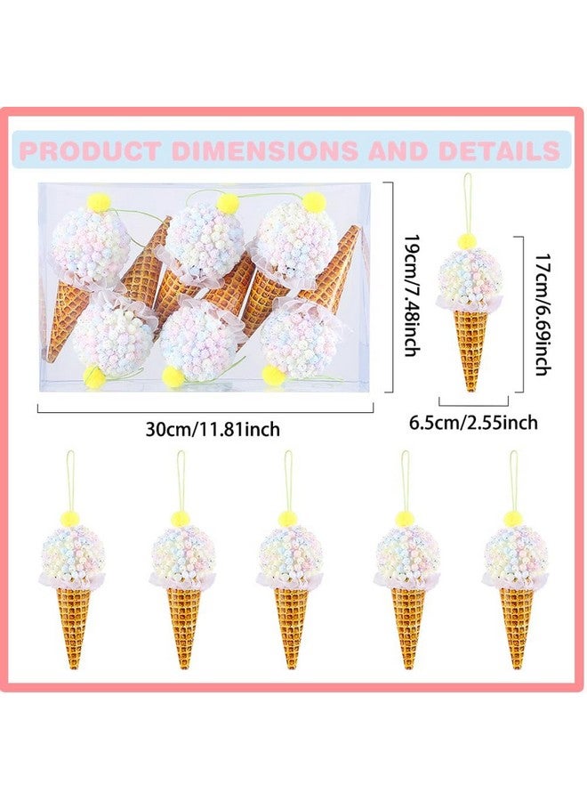 GIHOO Christmas Tree Ice Cream Hanging Ornaments Set 6pcs Pastel Macaron Sweet Ice Cream Foam Hanging Christmas Tree Ornament for Ice Cream Indoor Christmas Holiday Party Home Decor - Image 2