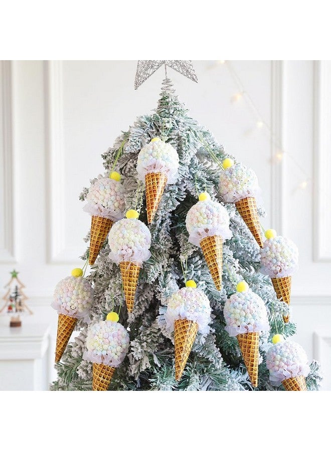 GIHOO Christmas Tree Ice Cream Hanging Ornaments Set 6pcs Pastel Macaron Sweet Ice Cream Foam Hanging Christmas Tree Ornament for Ice Cream Indoor Christmas Holiday Party Home Decor - Image 3