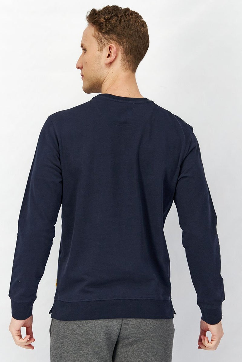 Gazzarrini Men Crew Neck Paisley Print Sweatshirt, Navy - Image 2