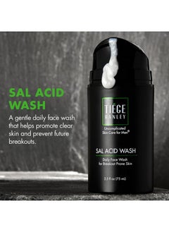 tiege hanley Salicylic Acid Cleanser For Men - Gentle & Deep Cleansing Acne Face Wash For Clear Skin - Prevent Breakouts & Helps Control Oil Production, Minimizing Blackheads & Reduce Pore Size  - Image 2