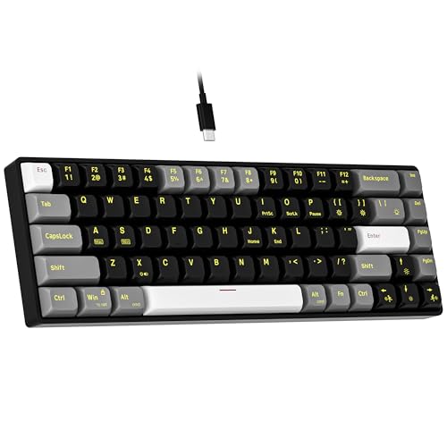 Newmen GM681 Mechanical Keyboard,68 Keys Compact USB 60% Custom LED Backlit Hot Swappable Small Mini Computer Gaming Mechanical Wired Keyboard for PC Gamer Win Mac,Black/White/Grey,Red Switch - Image 1