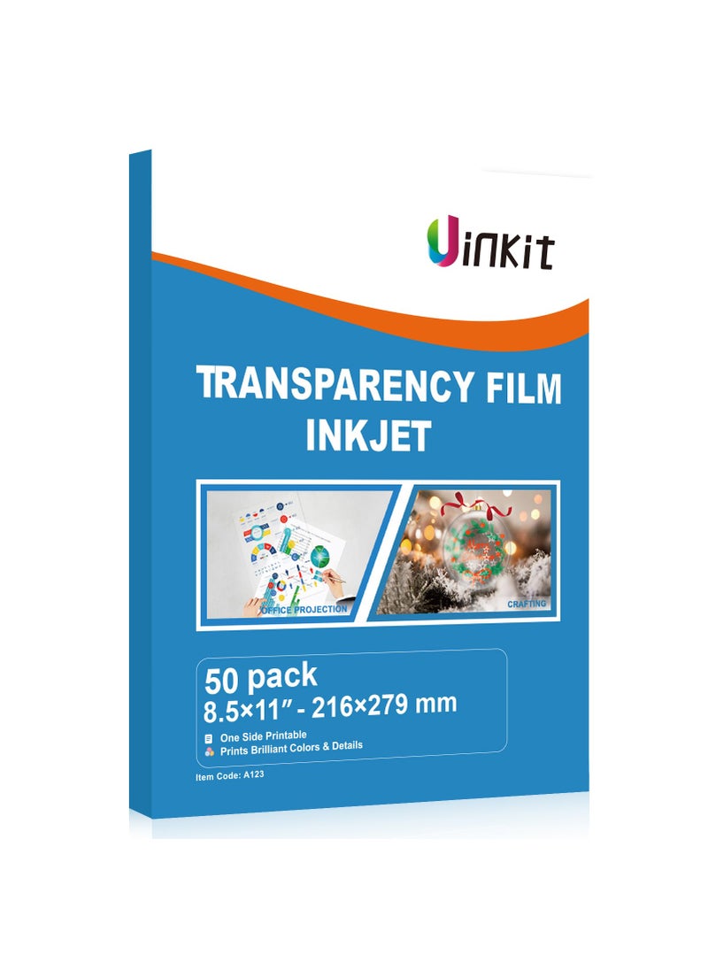 Uinkit Uinkit Inkjet Transparency Film 50 Sheets 8.5x11 OHP Overhead Projector Film for DIY Crafting 100% Clear Transparency Paper For Inkjet Printer  - Image 1