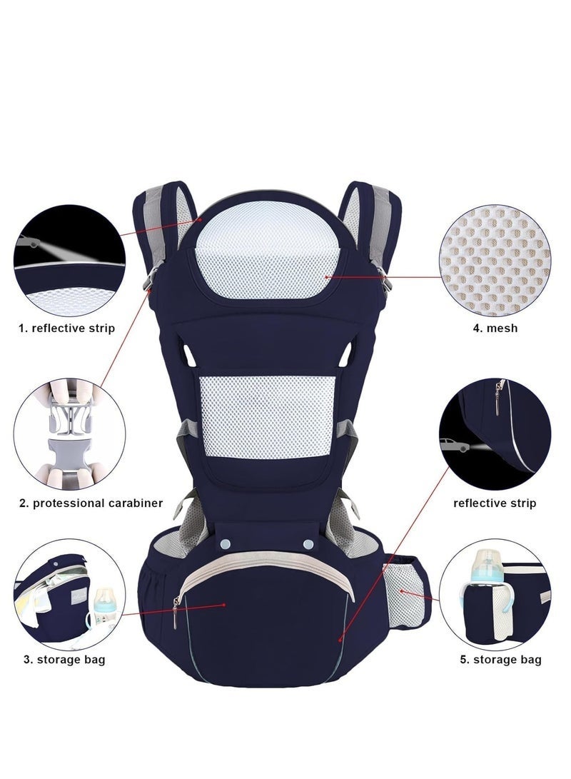 DURKU 6 in 1 Baby Carrier, Adjustable Baby Wraps Carrier with Hip Seat, Ergonomic Design, Fits for Newborn, Infant & Toddler - Image 3