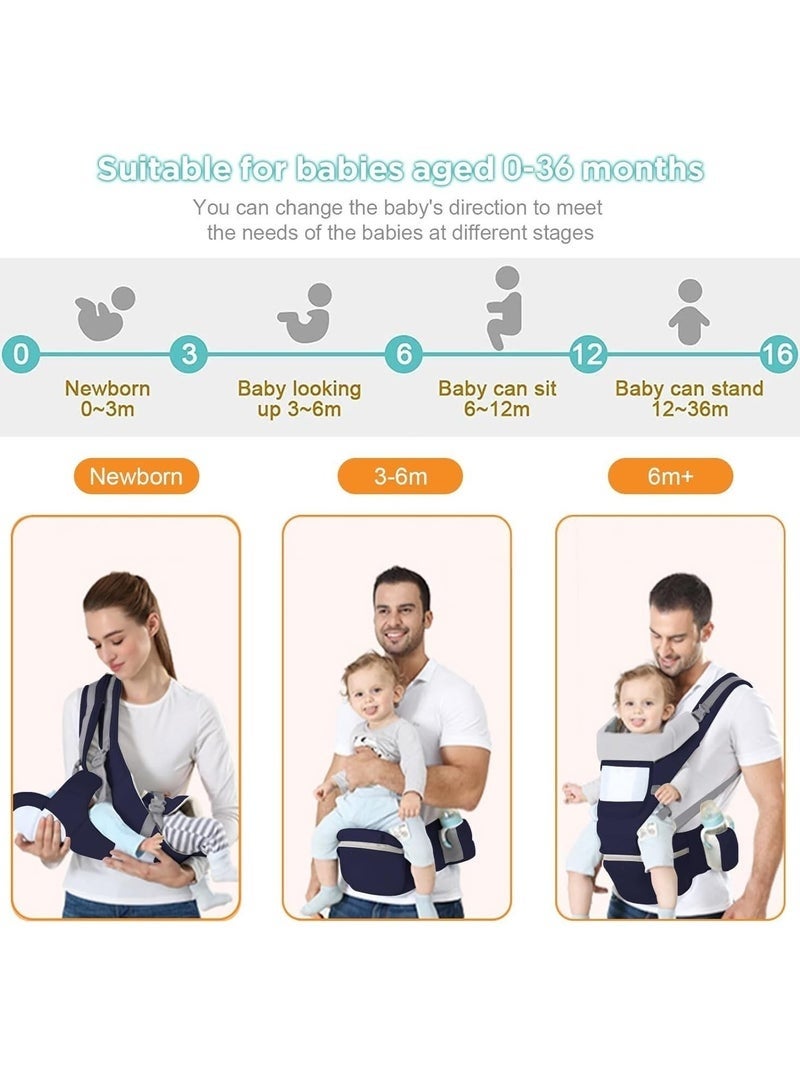 DURKU 6 in 1 Baby Carrier, Adjustable Baby Wraps Carrier with Hip Seat, Ergonomic Design, Fits for Newborn, Infant & Toddler - Image 5