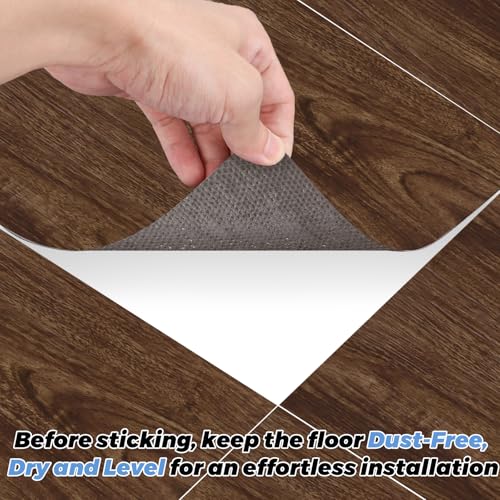 AKOLAFE 40 Sheet Vinyl Flooring 12 x 12 Peel and Stick Floor Tile Waterproof Dark Wood Vinyl Floor Tiles Clearance Self Adhesive Floor Tiles Sticky Laminate Flooring Stick on Bathroom Kitchen Basement - Image 5