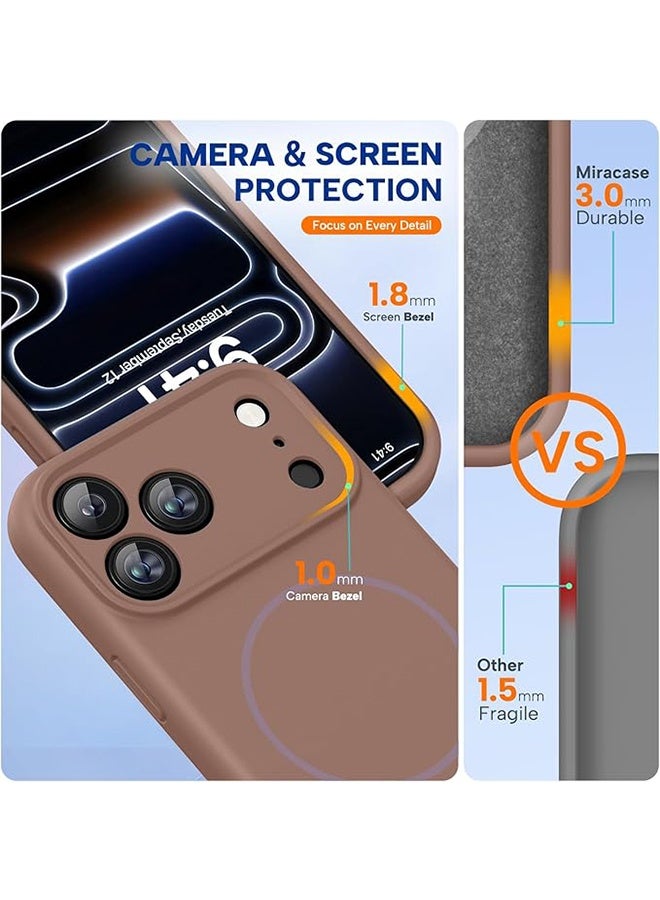 YJ Compatible with iPhone 17 Pro Max case, supports MagSafe, integrated silicone camera control cover, 3.0mm thick shockproof and drop-resistant case, suitable for iPhone 17 Pro Max in chocolate color - Image 5