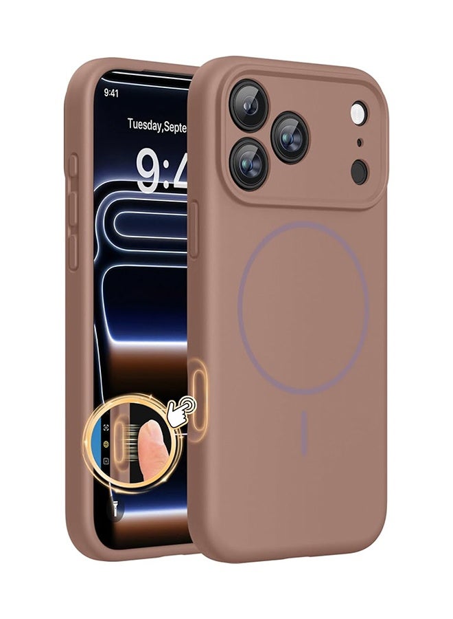 YJ Compatible with iPhone 17 Pro Max case, supports MagSafe, integrated silicone camera control cover, 3.0mm thick shockproof and drop-resistant case, suitable for iPhone 17 Pro Max in chocolate color - Image 1