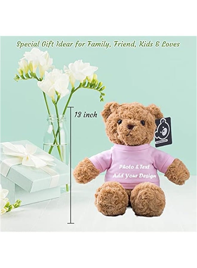 Personalized Gifts for Women Men Stuffed Bear Plush Toys with ized Text, Personalized Teddy Bear with T-Shirt Birthday, 13 inch  - Image 4