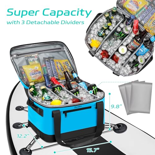 doksmeria Paddle Board Cooler Waterproof Doksmeria Super Capacity SUP Paddleboard Deck Cooler with Shoulder Strap 6 Elastic Rope Clips Paddle Board Accessories Bag for Stand Up Paddleboard and Kayak - Image 3