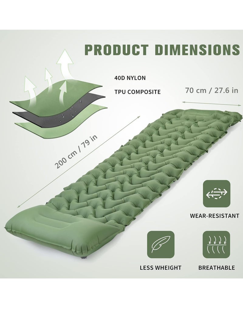 Excefore Camping Sleeping Pad, Extra Thickness 10 CM Inflatable Sleeping Mat with Pillow Built in Pump, Compact Ultralight Waterproof Camping Air Mattress for Backpacking, Hiking, Tent, Traveling - Image 2