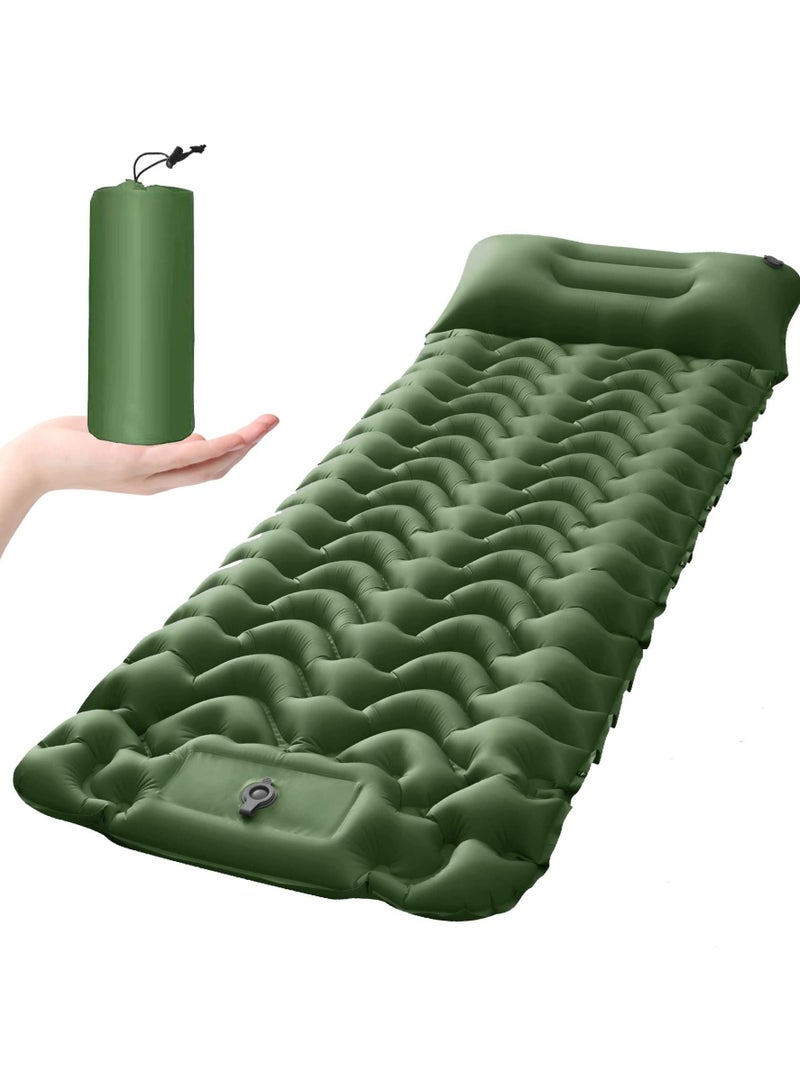 Excefore Camping Sleeping Pad, Extra Thickness 10 CM Inflatable Sleeping Mat with Pillow Built in Pump, Compact Ultralight Waterproof Camping Air Mattress for Backpacking, Hiking, Tent, Traveling - Image 1