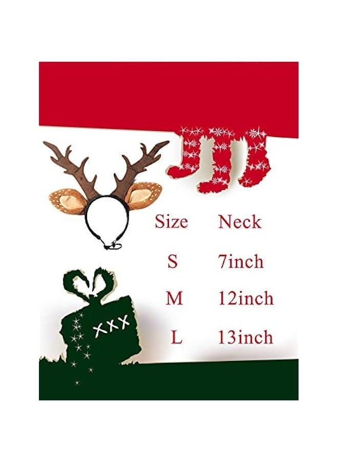 Pet Deer Costume Hat Merry  Dog Antlers Headbands Elastic Band Adjustable Reindeer Cap Hair Headwear Accessories (Medium) - Image 2