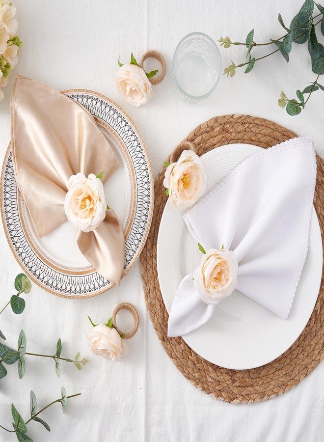 APTWOW Spring Flower Napkin Rings Set of 6 - Light Gold Floral Napkin Holder, Easter Napkin Rings for Wedding Birthday Party Banquet Spring Table Decor - Image 3