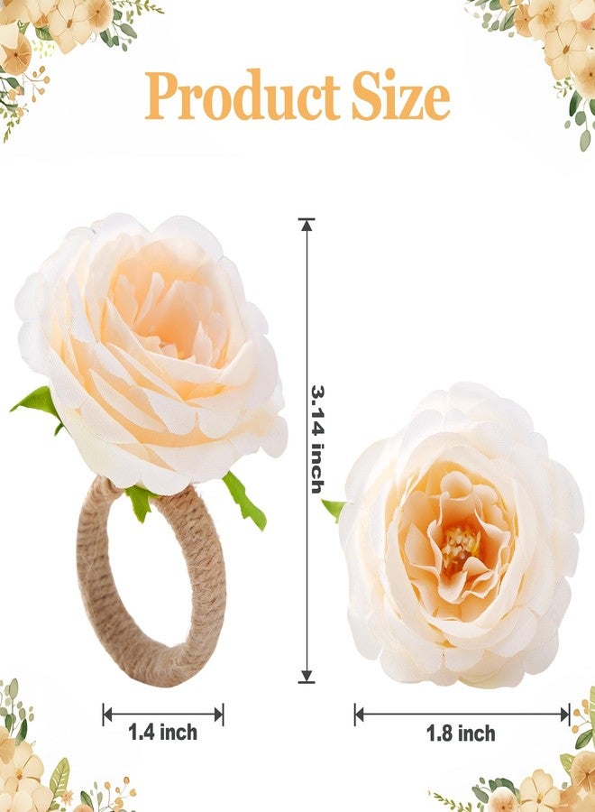 APTWOW Spring Flower Napkin Rings Set of 6 - Light Gold Floral Napkin Holder, Easter Napkin Rings for Wedding Birthday Party Banquet Spring Table Decor - Image 2
