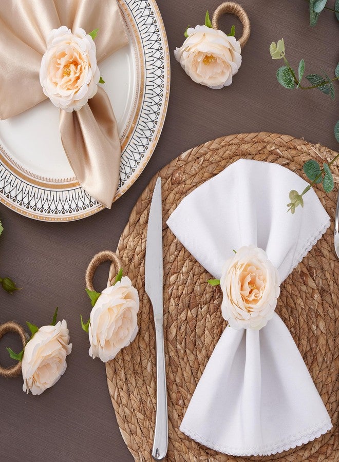 APTWOW Spring Flower Napkin Rings Set of 6 - Light Gold Floral Napkin Holder, Easter Napkin Rings for Wedding Birthday Party Banquet Spring Table Decor - Image 4