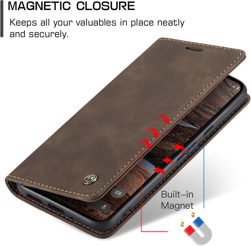 Cracedily Case for Google Pixel 9 Pro XL Case, Premium Leather Flip Wallet Case with Card Slots and Horizontal Stand Function Magnet Coque Cover Protective Case for Pixel 9 Pro XL, Brown - Image 3