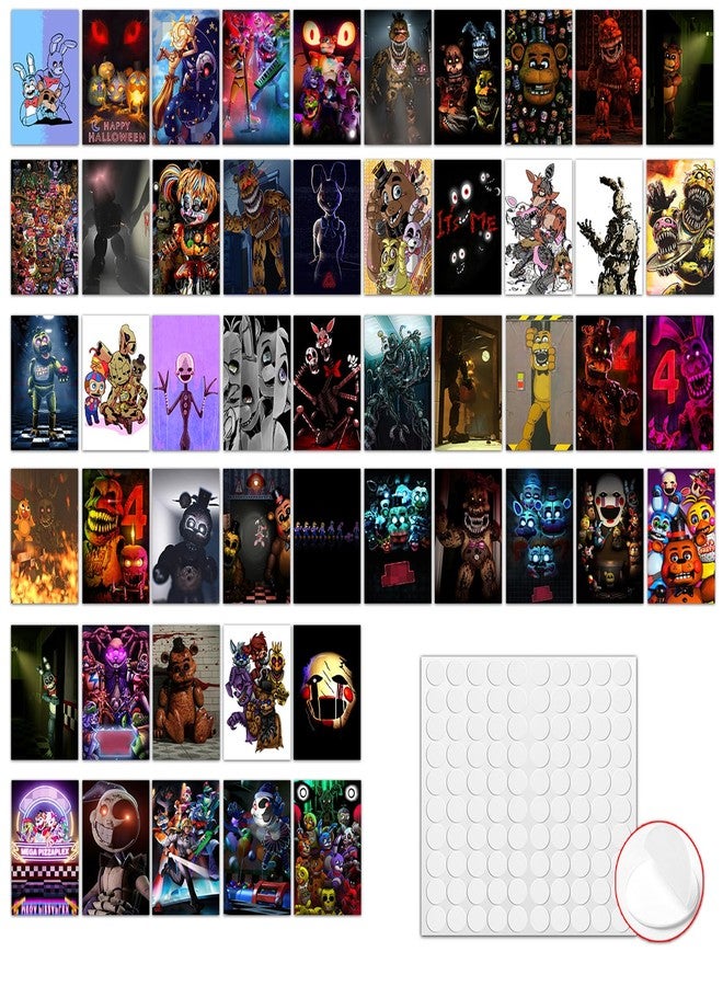 Pounchi Horror Game Poster Wall Collage Set (50 Pcs 4 x 6 Inch with Glue Dots) Cartoon Gaming HD Aesthetic Posters Prints Artworks for Room Bedroom Club Wall Art Decor for Teens Kids - Image 1