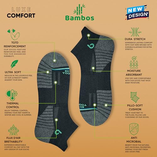 BAMBOS Bamboo Cotton Bamboo Ankle Length Socks For Men Anti-Microbial Ultra Soft Padded Ankle Socks, Pack Of 3 Multicoloured - Image 2