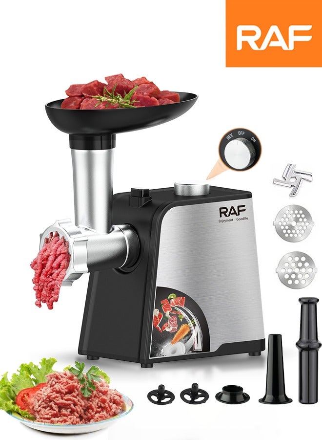 آر إيه أف مفرمة اللحم ، [2000 واط كحد أقصى] الاشياء السجق الثقيلة الكهربائية مع شفرات من الفولاذ المقاوم للصدأ و 2 لوحات طحن ، أنبوب السجق وكيب كيت ، وظيفة عكسية ، للاستخدام التجاري والمنزلي ، ر. 3392 - Image 1