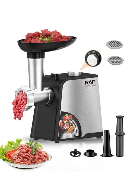 Electric Meat Grinder,Meat Mincer Chopper Machine Multifunctional with 2 Grinding Plates,Sausage Stuffer Tubes & Kubbe Attachments, Reverse Function,Stainless Steel Meat Grinders for Home Use R.3392