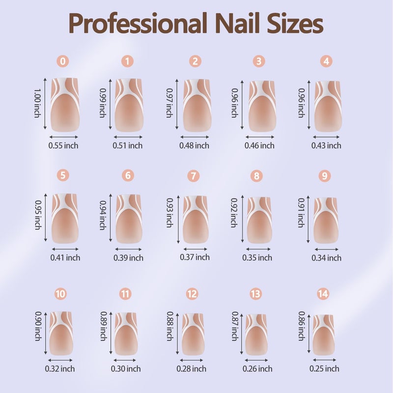 Misssix French Gel Nail Tips, 150Pcs French Tip Press on Nails Long Square Design, No Need to File Tips Pre-lasting, Fake Nails for Nail Art DIY 15 Sizes - Image 4