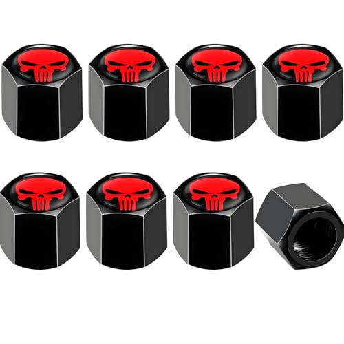 CartHome 8 Piece Car Tyre Valve Caps Set, Valve Stem Cap for Car, Black and Red Tyre Caps Valve for Car Suitable for Maintaining Tire Health Cleanliness and Aesthetics - Image 1