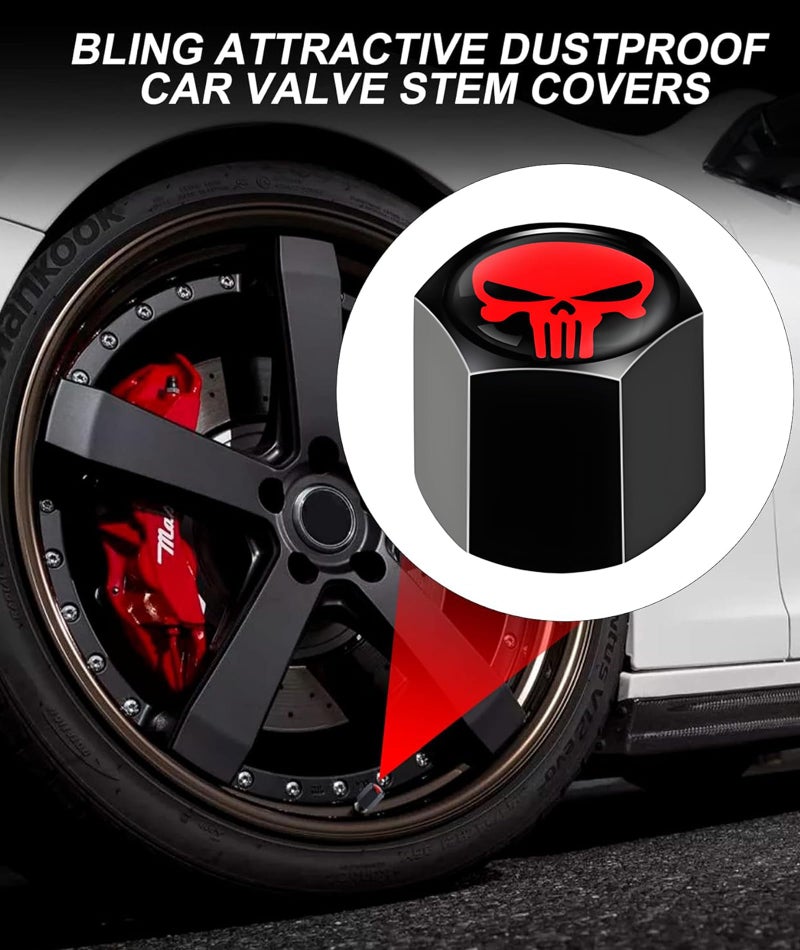 CartHome 8 Piece Car Tyre Valve Caps Set, Valve Stem Cap for Car, Black and Red Tyre Caps Valve for Car Suitable for Maintaining Tire Health Cleanliness and Aesthetics - Image 3