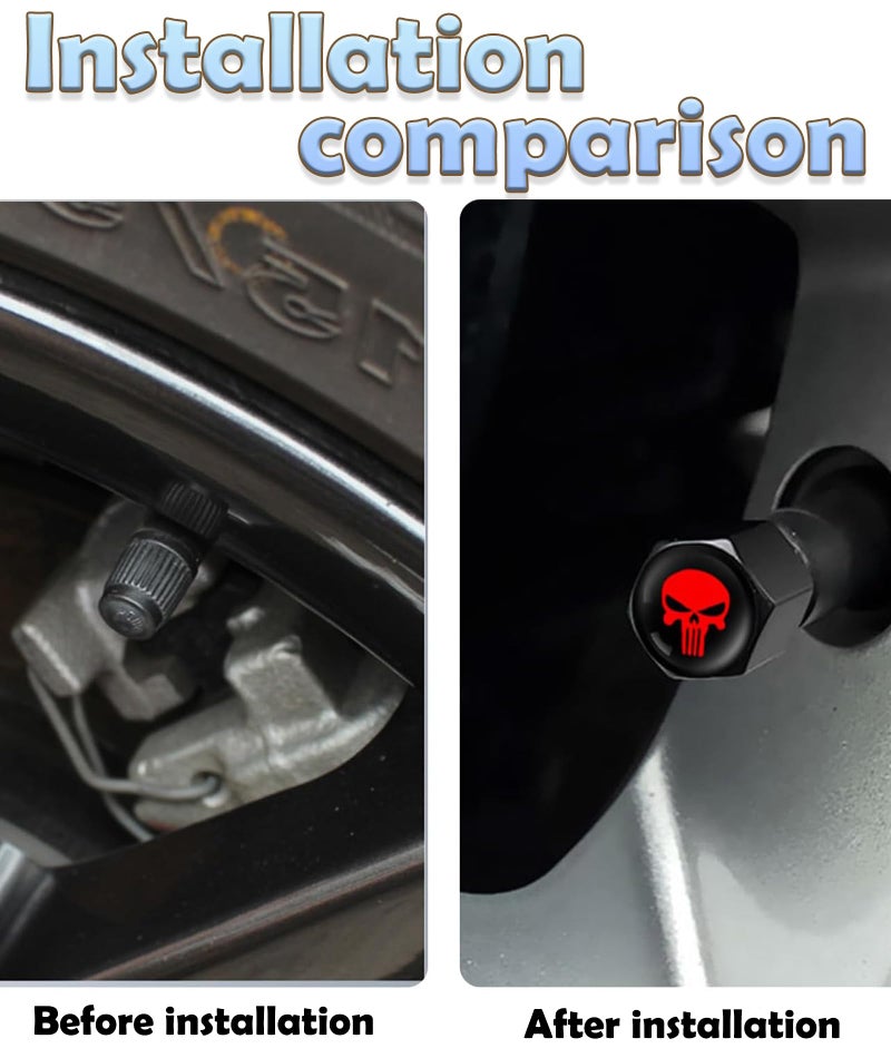 CartHome 8 Piece Car Tyre Valve Caps Set, Valve Stem Cap for Car, Black and Red Tyre Caps Valve for Car Suitable for Maintaining Tire Health Cleanliness and Aesthetics - Image 4