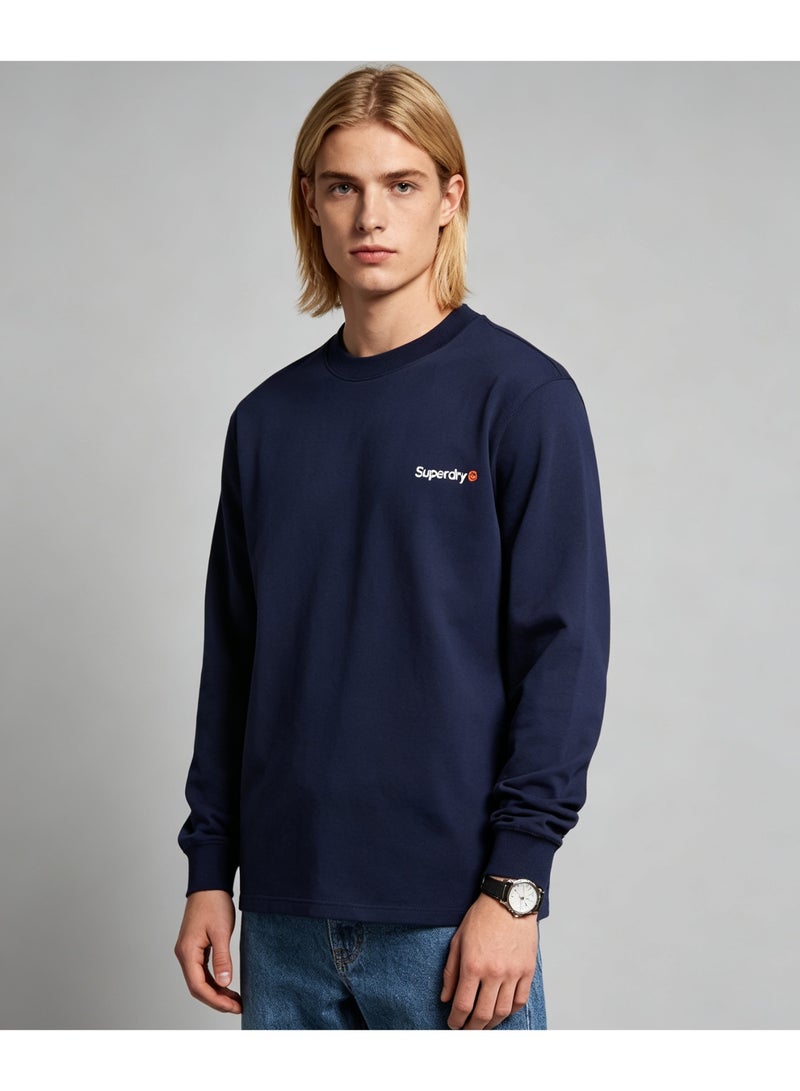 Superdry couple solid color round neck loose long sleeve T-shirt for men and women - Image 5