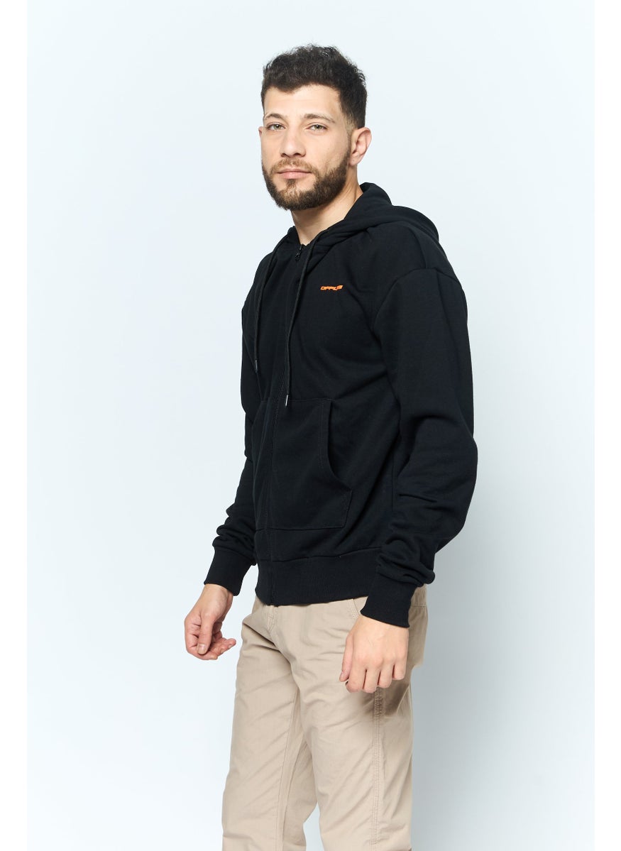 Night Addict Men Hooded Brand Logo Long Sleeves Sweatshirt, Black  - Image 3