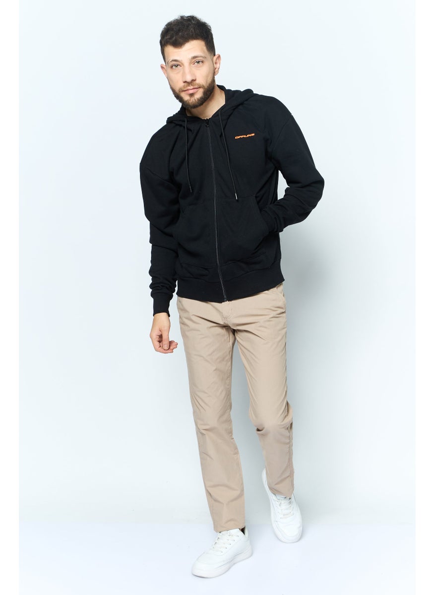 Night Addict Men Hooded Brand Logo Long Sleeves Sweatshirt, Black  - Image 2