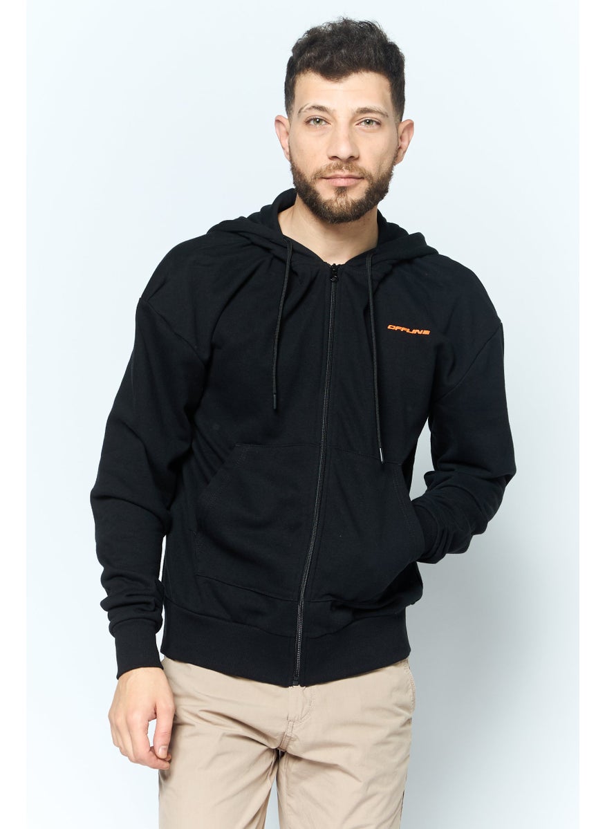 Night Addict Men Hooded Brand Logo Long Sleeves Sweatshirt, Black  - Image 1