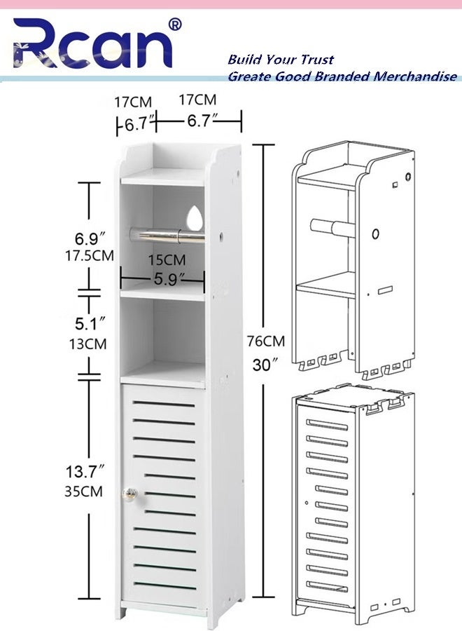 Rcan Toilet Paper Holder Stand Bathroom Storage Cabinet for Small Spaces with Doors and Shelves Waterproof Bathroom Storage Cabinet Tissue Organizer for Beside Toilet Storage - Image 2