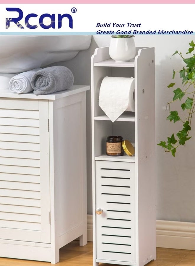 Rcan Toilet Paper Holder Stand Bathroom Storage Cabinet for Small Spaces with Doors and Shelves Waterproof Bathroom Storage Cabinet Tissue Organizer for Beside Toilet Storage - Image 1