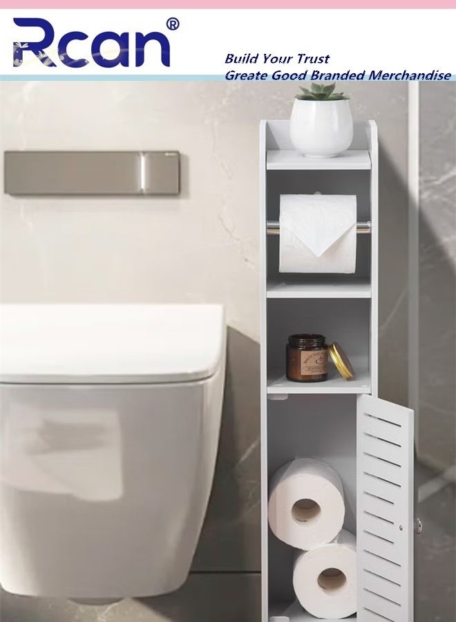 Rcan Toilet Paper Holder Stand Bathroom Storage Cabinet for Small Spaces with Doors and Shelves Waterproof Bathroom Storage Cabinet Tissue Organizer for Beside Toilet Storage - Image 3