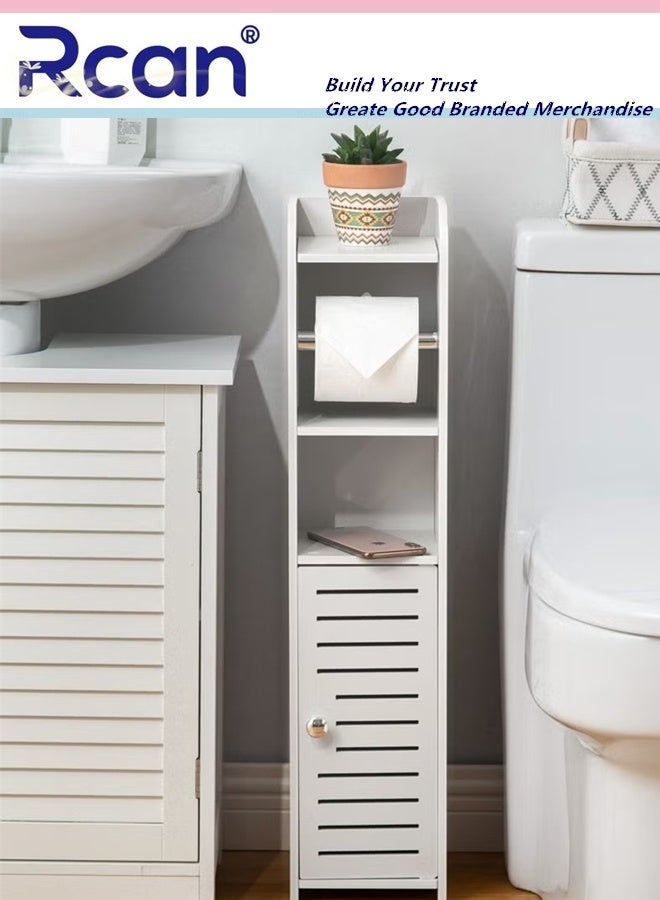 Rcan Toilet Paper Holder Stand Bathroom Storage Cabinet for Small Spaces with Doors and Shelves Waterproof Bathroom Storage Cabinet Tissue Organizer for Beside Toilet Storage - Image 4