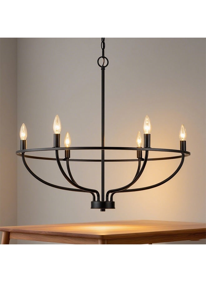 جيادي 6 رؤوس ثريا سقف حديثة بتصميم إبداعي مصباح متدلي للديكور الحديث لغرفة المعيشة وغرفة النوم ، أسود ، بدون لمبات - Image 1