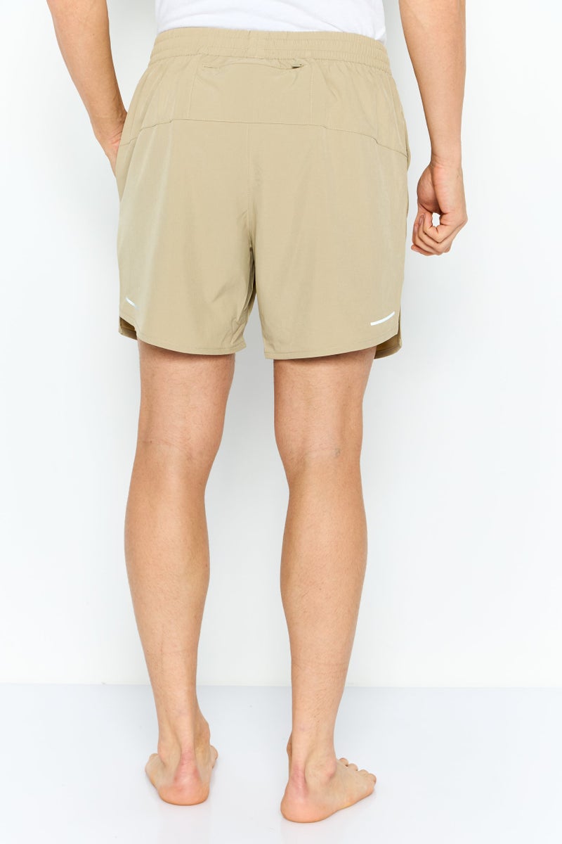 DKNY Men Brand Logo Board Shorts, Khaki  - Image 4