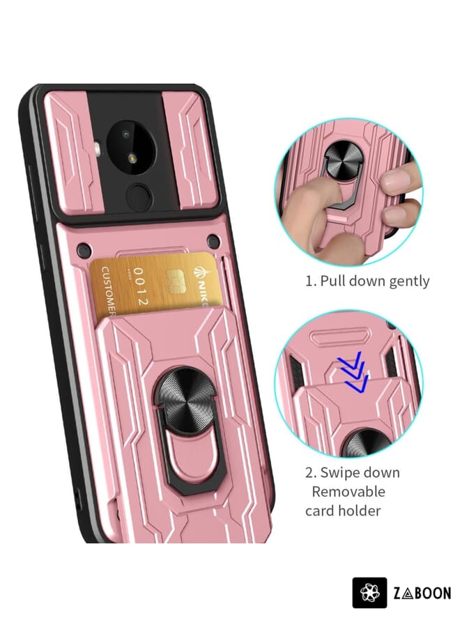 Zaboon غطاء حماية لهاتف نوكيا C30 مع درع كاميرا منزلق وبطاقة - Image 5