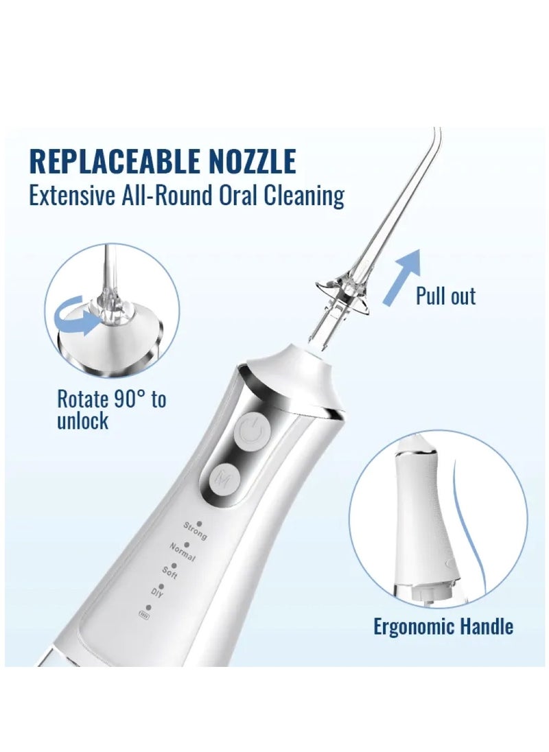 DOSCHER - Portable Water Dental Flosser For Teeth Cleaning Dental Oral Irrigator With 4 Modes Scalable 5 Jet Nozzles IPX7 Water Resistance 300ML - Image 1