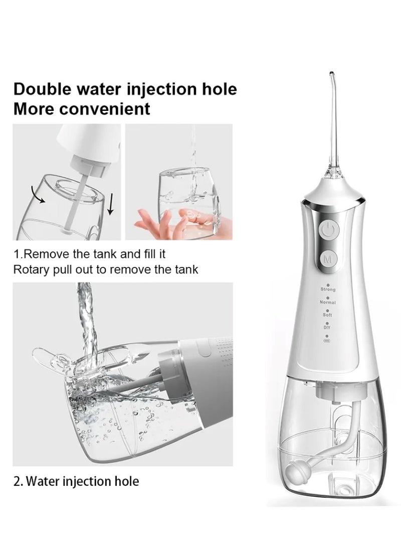 DOSCHER - Portable Water Dental Flosser For Teeth Cleaning Dental Oral Irrigator With 4 Modes Scalable 5 Jet Nozzles IPX7 Water Resistance 300ML - Image 1