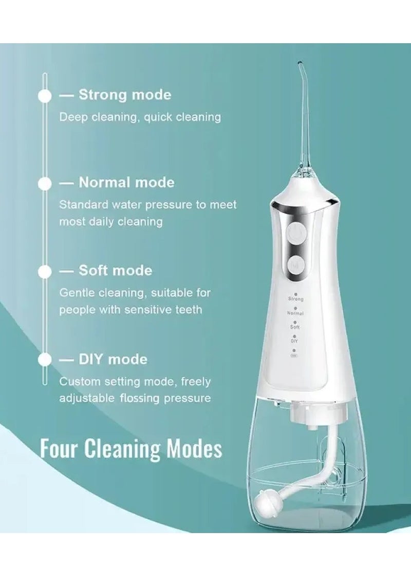 DOSCHER - Portable Water Dental Flosser For Teeth Cleaning Dental Oral Irrigator With 4 Modes Scalable 5 Jet Nozzles IPX7 Water Resistance 300ML - Image 1