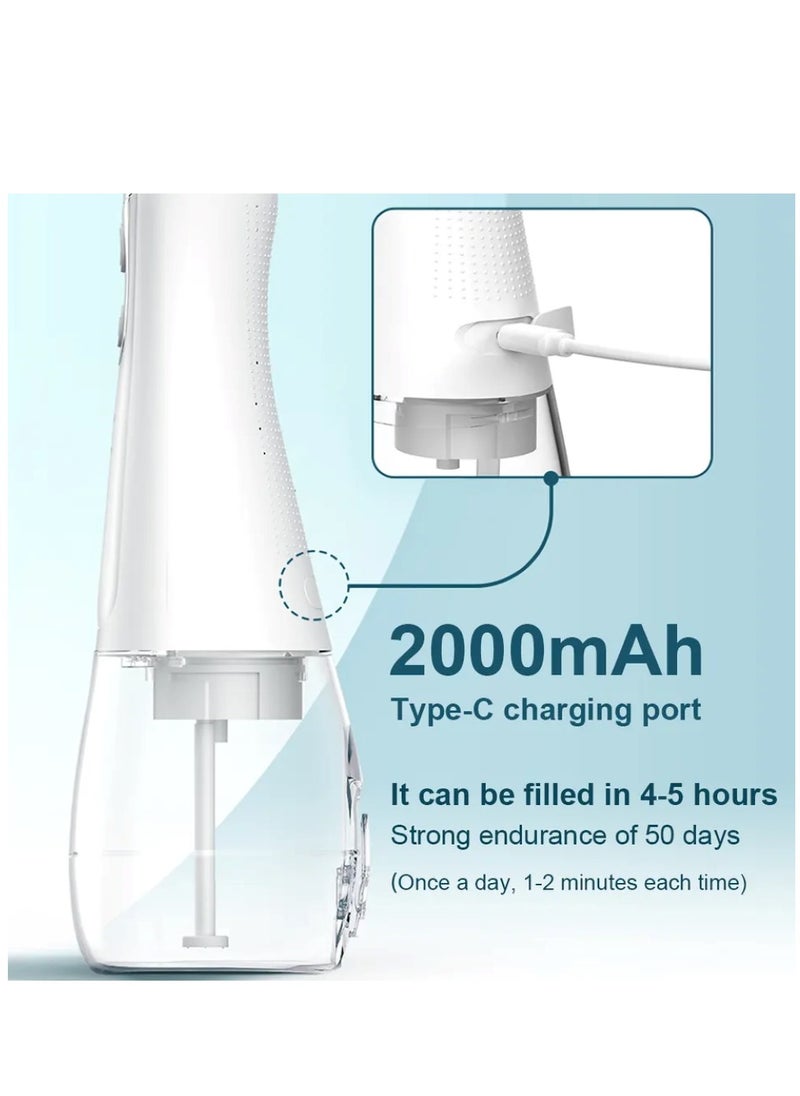 DOSCHER - Portable Water Dental Flosser For Teeth Cleaning Dental Oral Irrigator With 4 Modes Scalable 5 Jet Nozzles IPX7 Water Resistance 300ML - Image 1