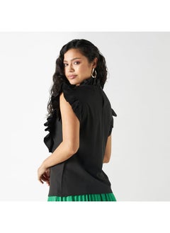 2Xtremz 2Xtremz Embellished Sleeveless Top with Piecrust Collar and Ruffles  - Image 3