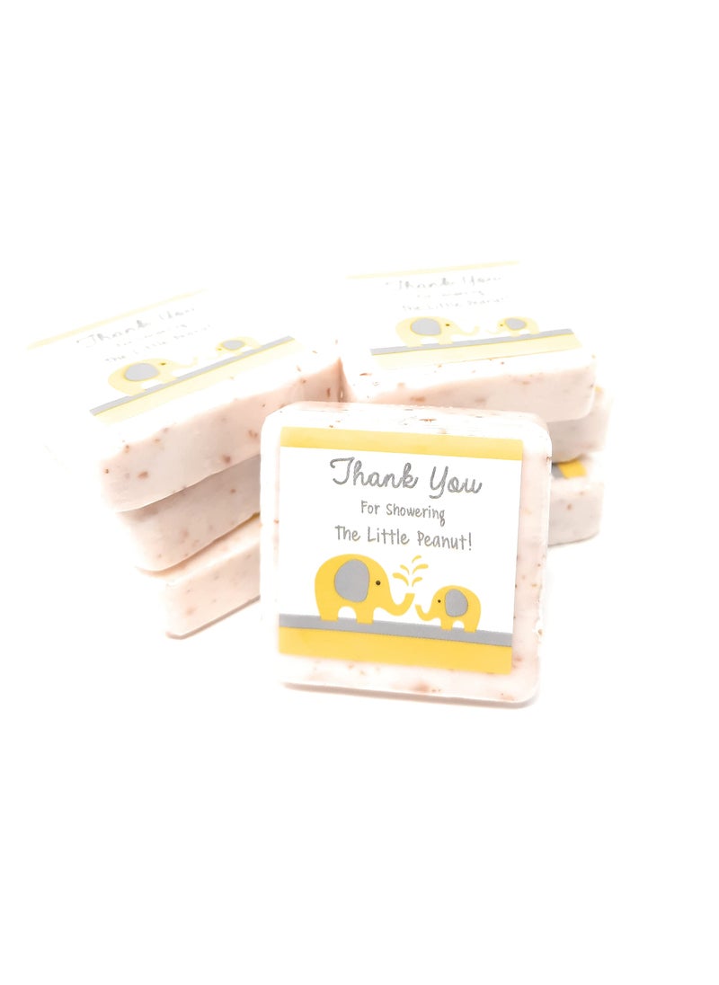 Botanical Bars - Botanical Bars 12 Yellow and Grey Elephant Thank You Soap Favors - 1.5oz Soap Favors - Gender Neutral Baby Shower Favors - Elephant Baby Shower Favors - Image 1