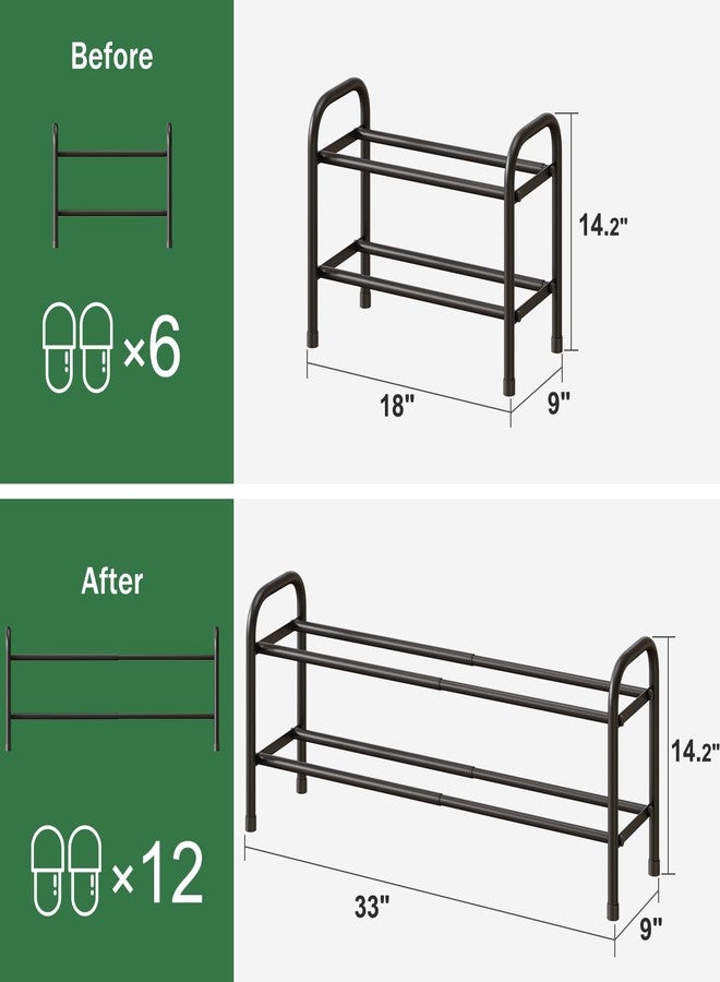 kiplant 2-Tier Shoe Rack for Closet, Expandable Metal Shoe Organizer, Adjustable Shoe Shelf Storage Organizer, Standing Shoe Rack for Entryway Closet Doorway - Image 3