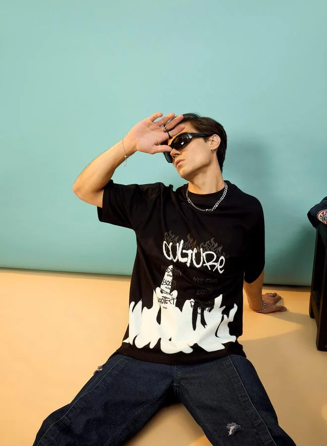 Mascln Sassafras Mascln Sassafras Front Graphic Print Oversized T-Shirt